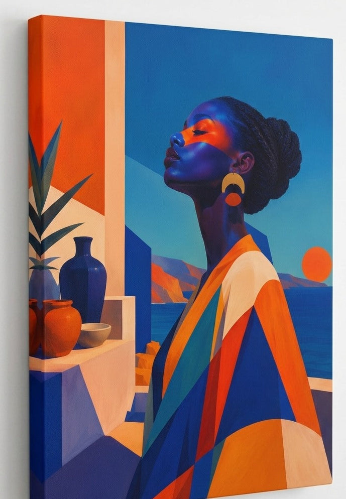Tableau femme chic contemporain coloré
