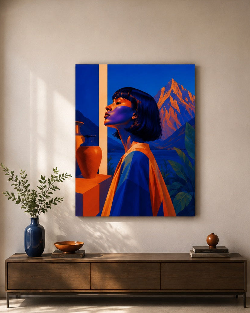 Tableau femme chic idéal pour un salon contemporain ou un intérieur haut de gamme.
