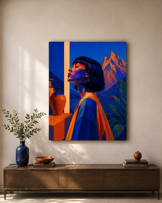 Tableau femme chic idéal pour un salon contemporain ou un intérieur haut de gamme.
