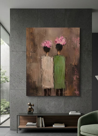 Tableau installé dans un salon contemporain
