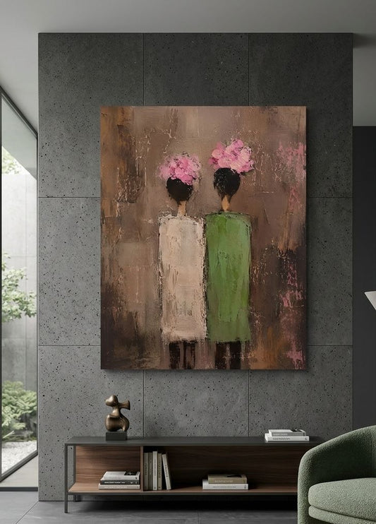 Tableau installé dans un salon contemporain
