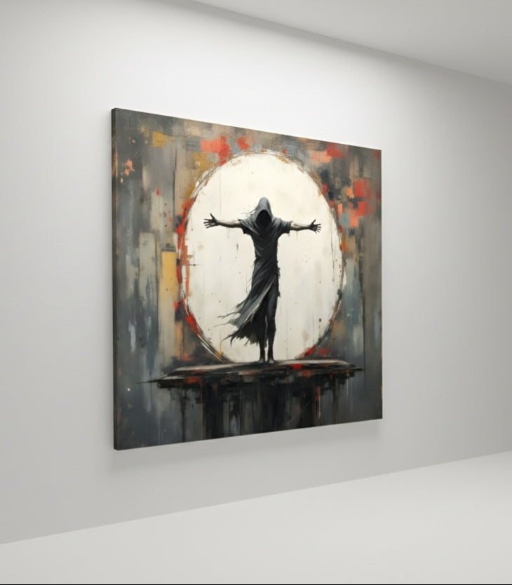 chassis-entoilé-Tableau figuration contemporaine avec figure humaine