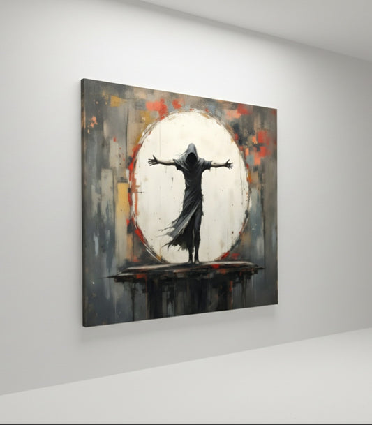 chassis-entoilé-Tableau figuration contemporaine avec figure humaine