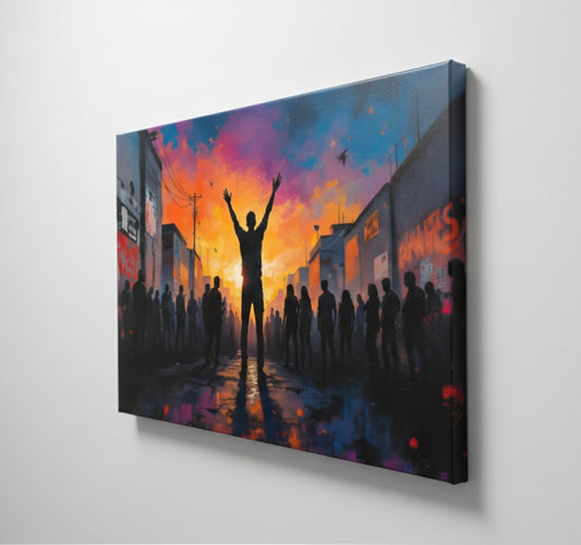 Détail de la scène figurative contemporaine et du jeu de lumière
