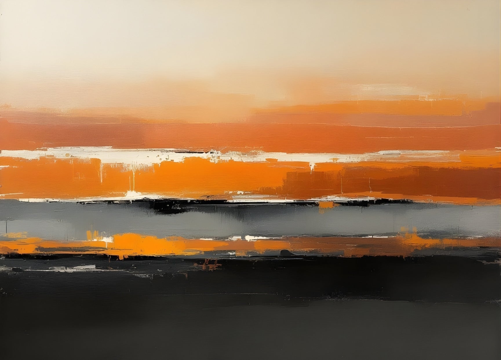 Tableau figuration contemporaine abstraite évoquant un paysage minéral
