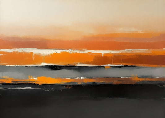 Tableau figuration contemporaine abstraite évoquant un paysage minéral
