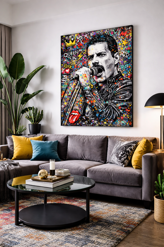 Tableau Freddie Mercury en situation dans un intérieur moderne