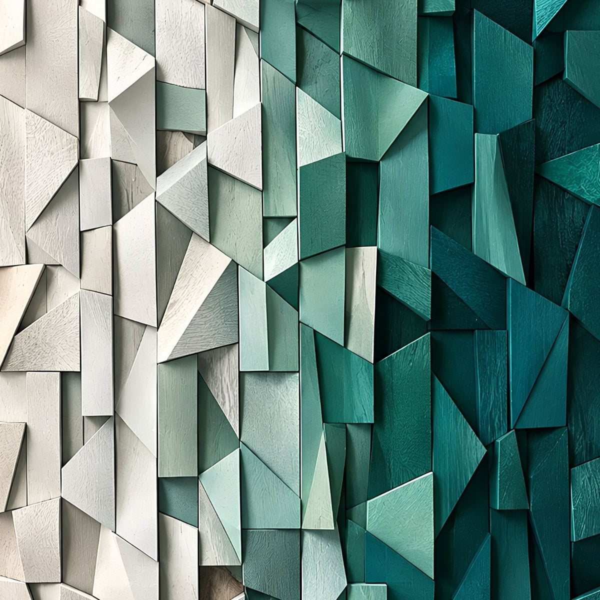Composition géométrique vert émeraude et blanc
