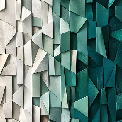 Composition géométrique vert émeraude et blanc
