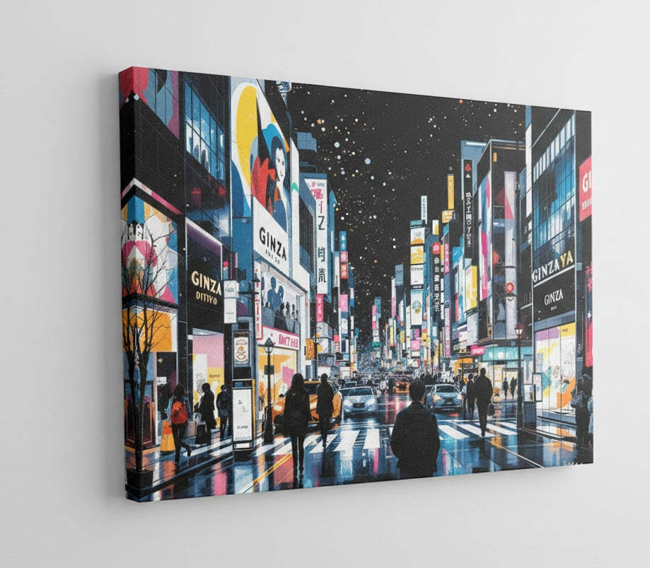 Tableau urbain Ginza nuit
