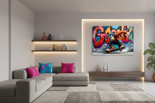 Déco mural d'un tableau street art représentant goofy de Disney
