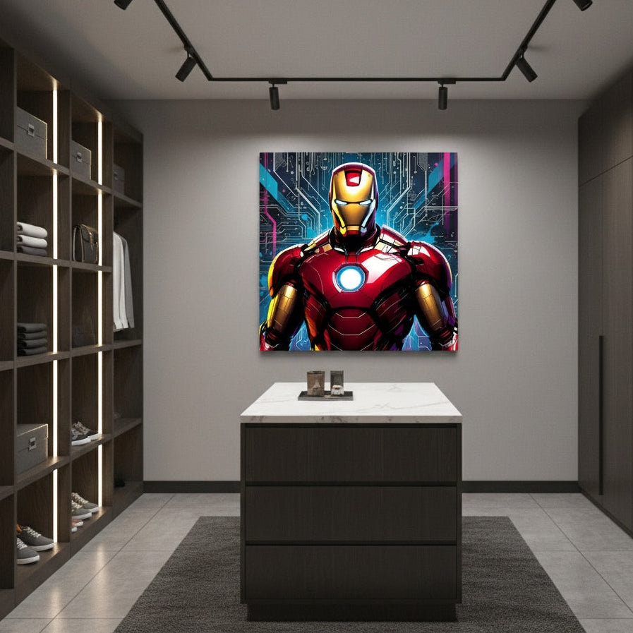 Tableau Iron Man pop art en décoration murale intérieure
