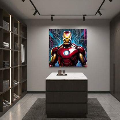 Tableau Iron Man pop art en décoration murale intérieure
