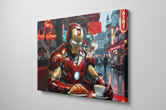 Iron Man pop art urbain ambiance parisienne
