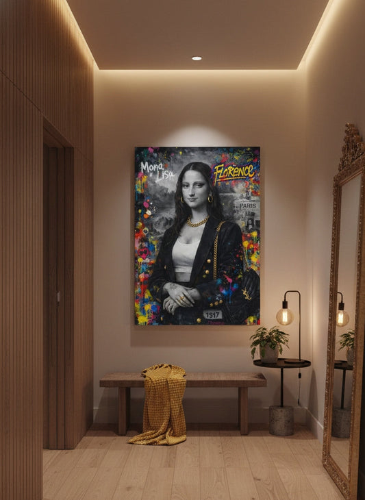 Tableau La Joconde contemporaine en décoration murale intérieure
