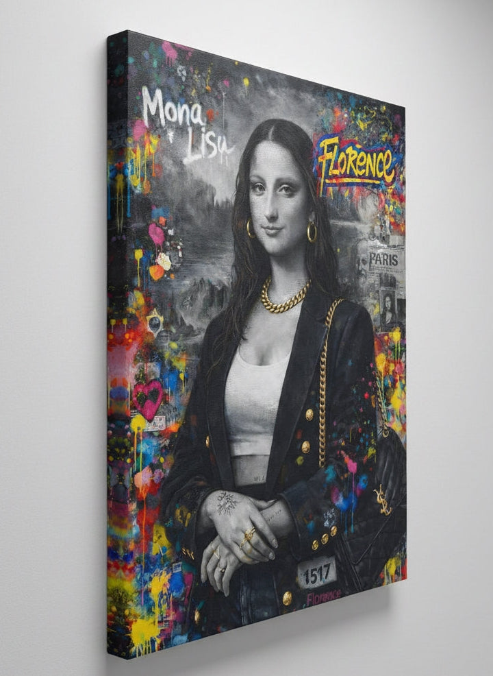 Tableau La Joconde contemporaine sur toile vue de profil
