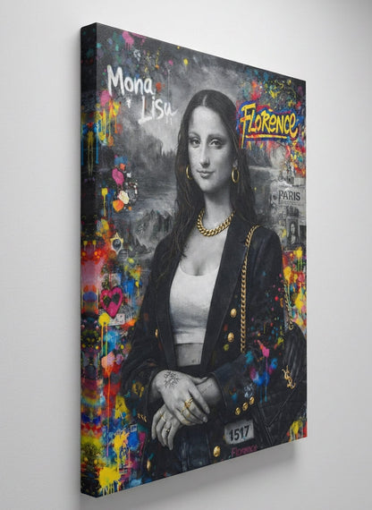 Tableau La Joconde contemporaine sur toile vue de profil
