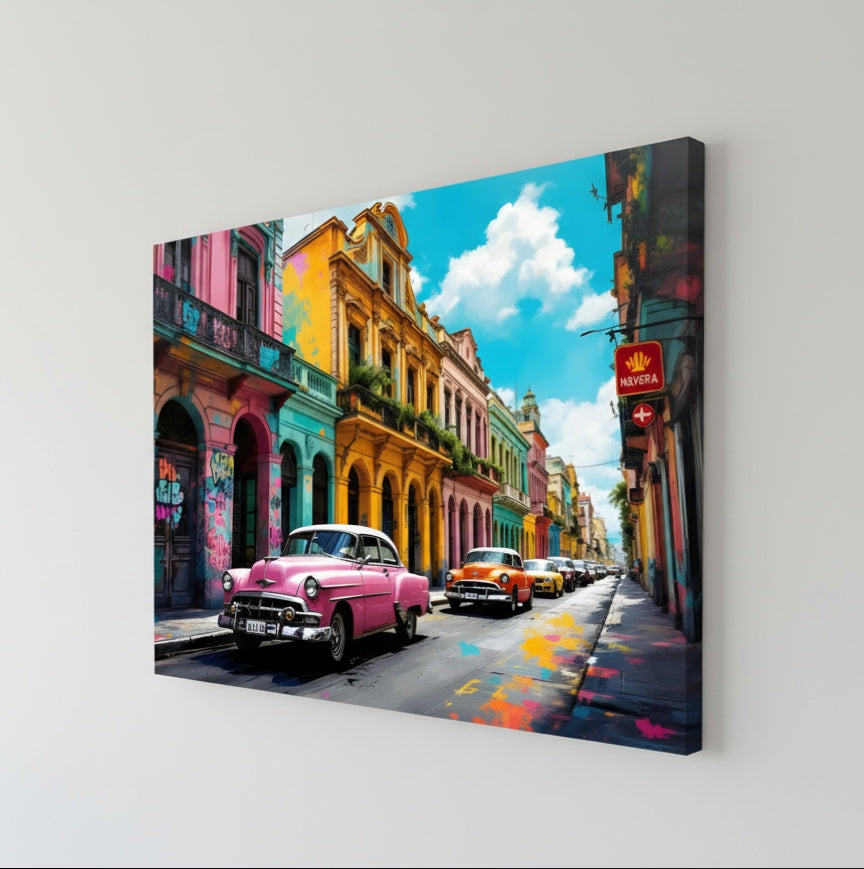 Tableau La Havane colorée imprimé sur toile
