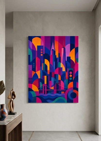 Décoration murale représentant Manhattan dans un style géométrique moderne
