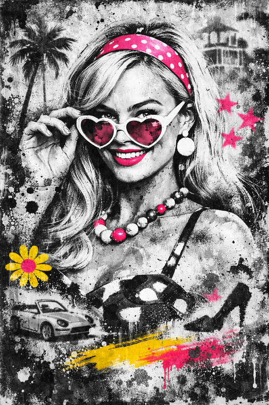 Portrait pop art de Margot Robbie dans Barbie
