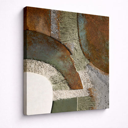 Tableau contemporain abstrait avec effet matière et relief, parfait pour un intérieur design inspiré de la nature.
