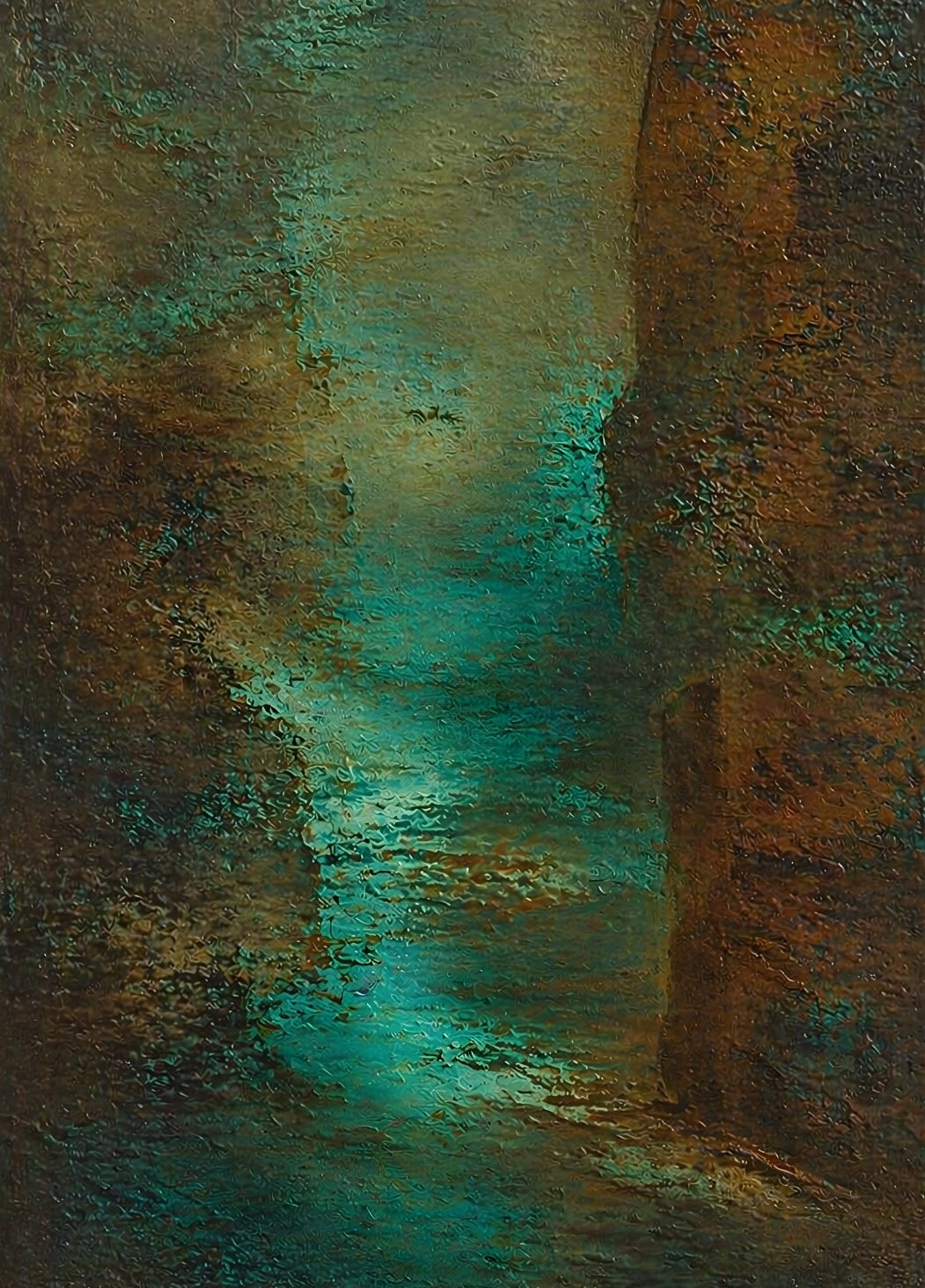 Tableau mer abstrait avec textures et ambiance marine contemporaine
