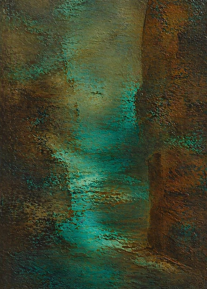 Tableau mer abstrait avec textures et ambiance marine contemporaine
