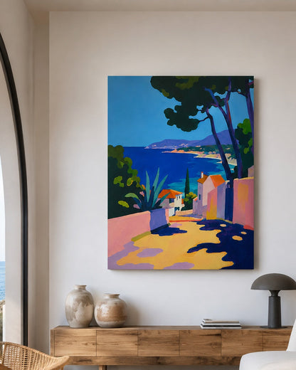 Tableau de bord de mer inspiré des villages ensoleillés du littoral méditerranéen
