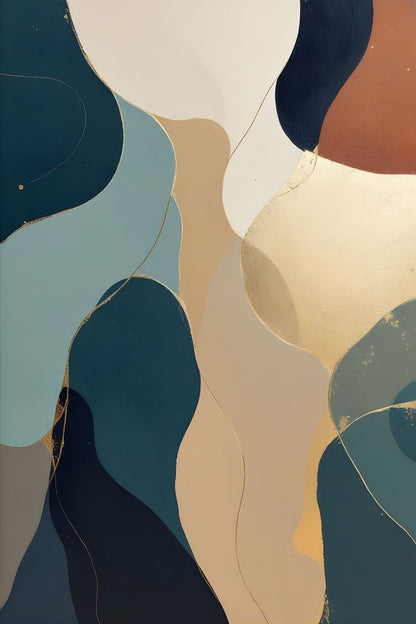 Équilibre feutré – Tableau minimaliste abstrait aux formes organiques et tons sourds