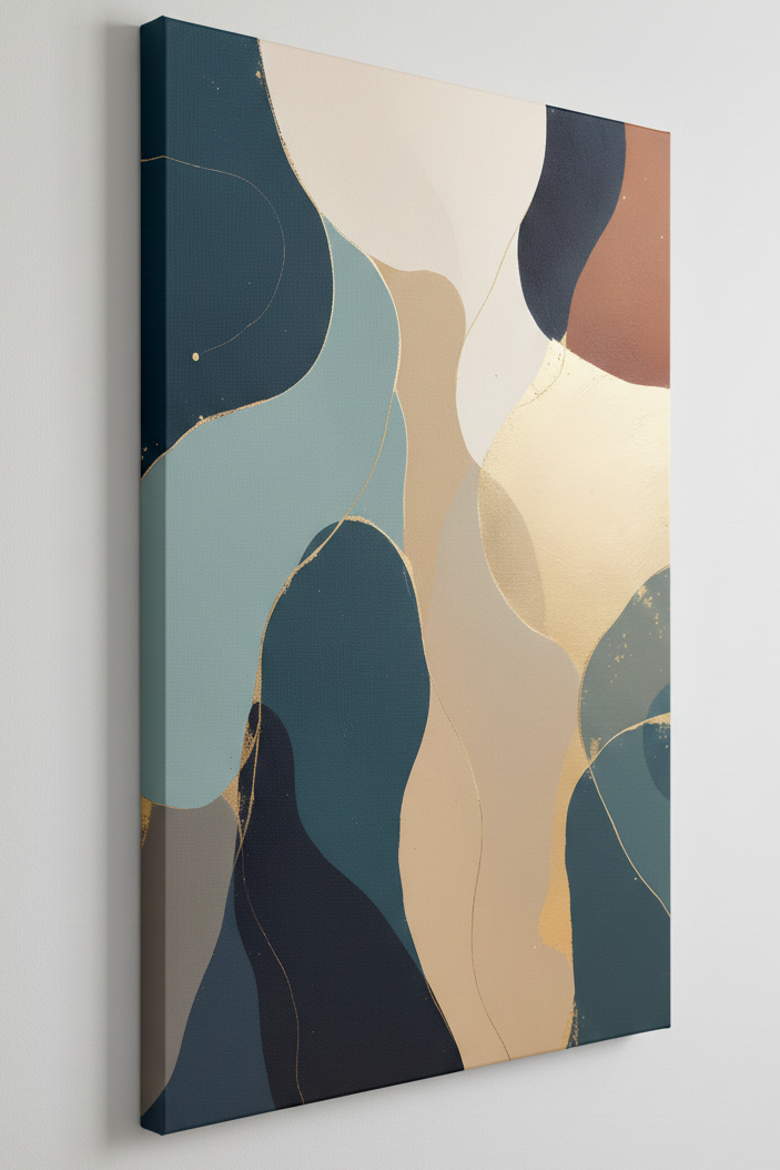 Détail des formes organiques et des transitions douces du tableau minimaliste abstrait
