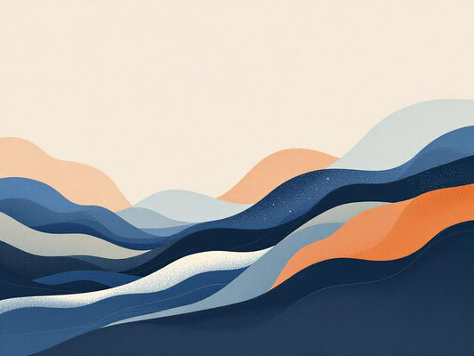 Tableau minimaliste abstrait Horizon feutré aux lignes ondulantes et tons doux
