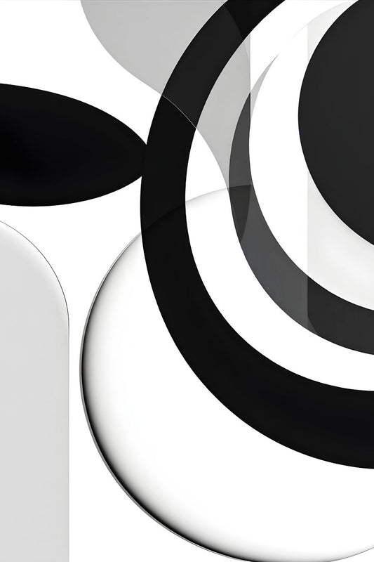 Tableau minimaliste noir et blanc géométrique
