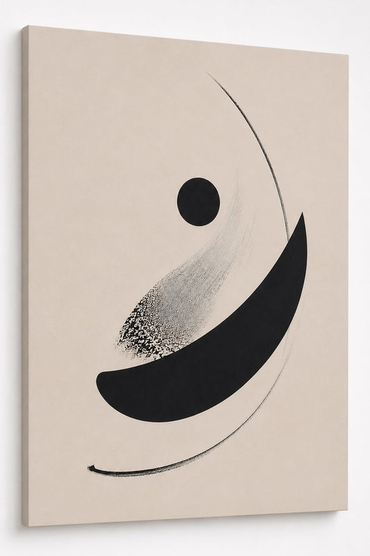 Vue latérale du tableau minimaliste abstrait aux lignes élégantes et équilibre visuel moderne
