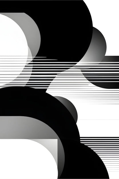Tableau minimaliste noir et blanc géométrique
