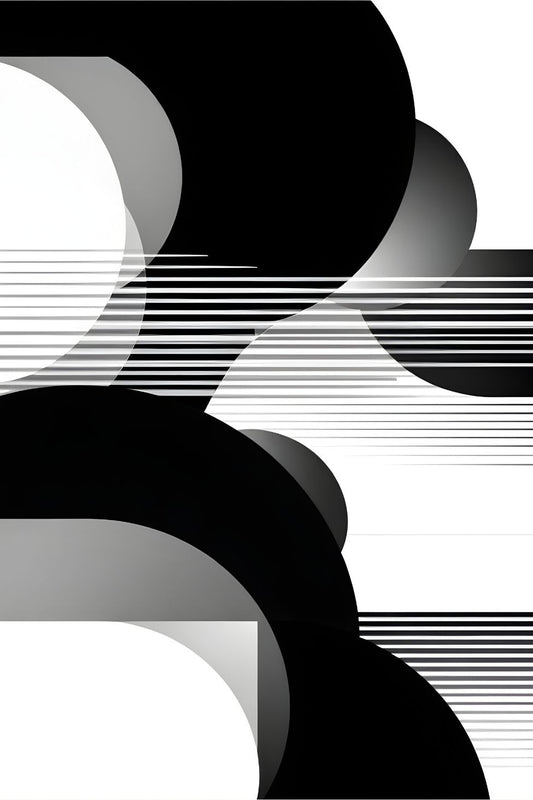 Tableau minimaliste noir et blanc géométrique
