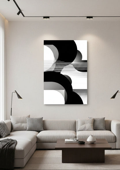 Tableau minimaliste noir et blanc en décoration murale moderne
