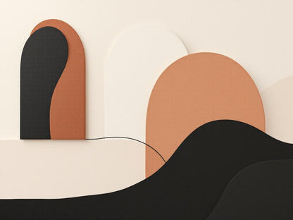 Tableau minimaliste formes organiques terracotta
