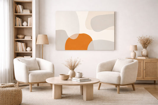 Tableau minimaliste abstrait pour intérieur apaisant
