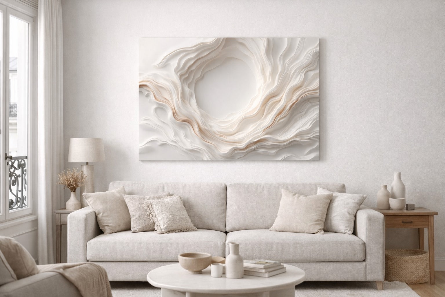 Tableau minimaliste abstrait pour intérieur apaisant
