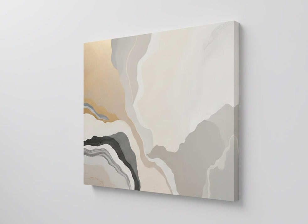 Détail tableau contemporain abstrait tons minéraux

