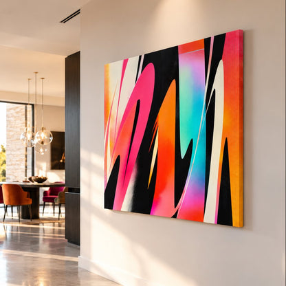 Tableau mural moderne et coloré Color Rush dans un salon contemporain
