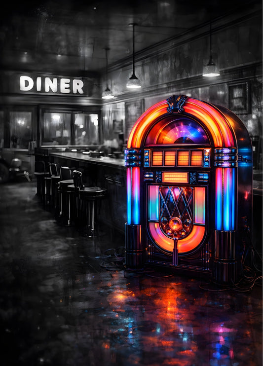 Tableau néon jukebox vue de face
