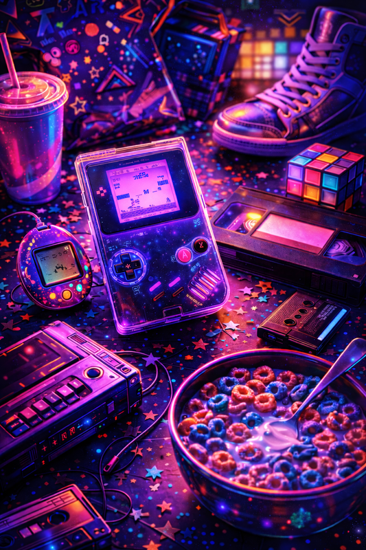 Tableau néon rétro gaming vue de face
