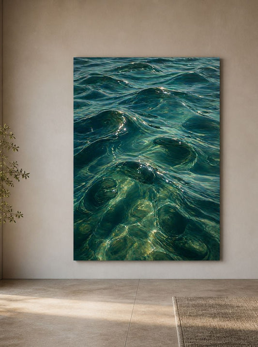 Tableau océan turquoise design contemporain et lumineux
