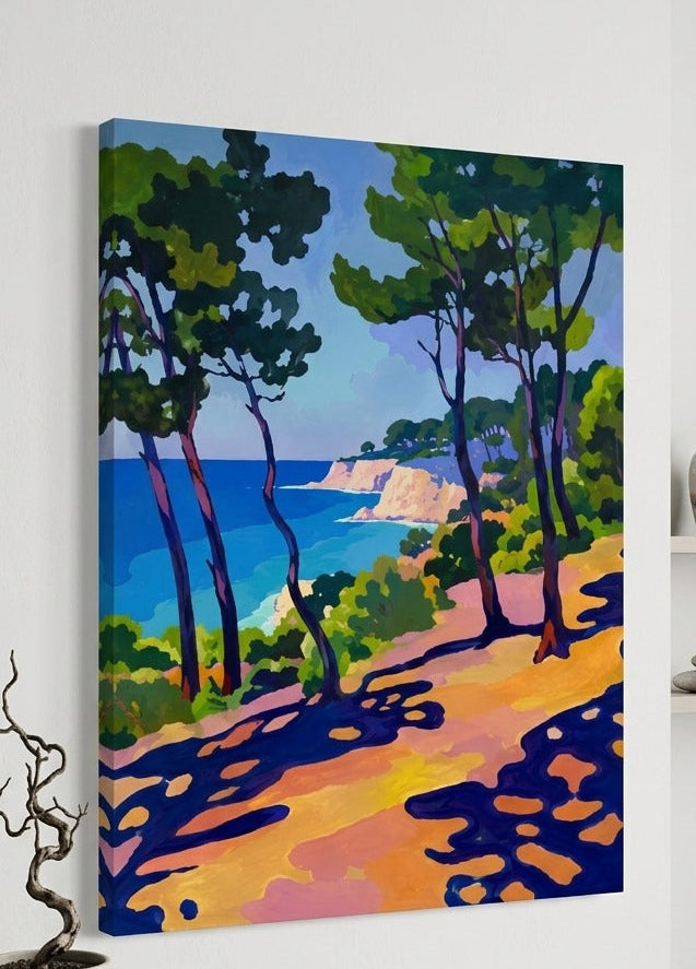 Tableau paysage marin contemporain idéal pour créer une décoration murale bord de mer élégante et lumineuse.
