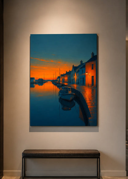 Tableau paysage marin contemporain aux couleurs du crépuscule
