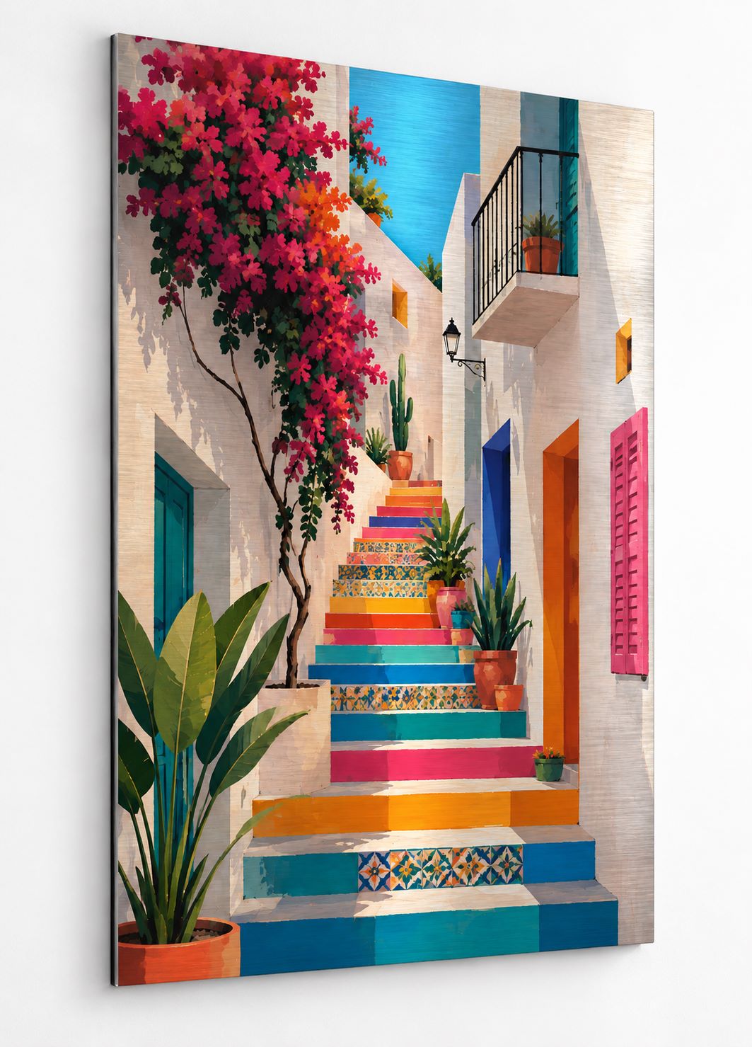 Tableau paysage méditerranéen coloré imprimé sur aluminium
