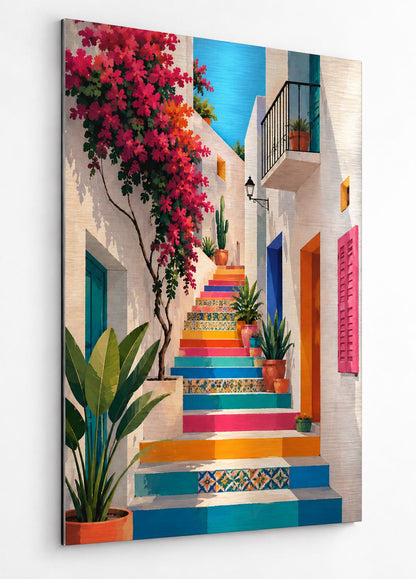 Tableau paysage méditerranéen coloré imprimé sur aluminium
