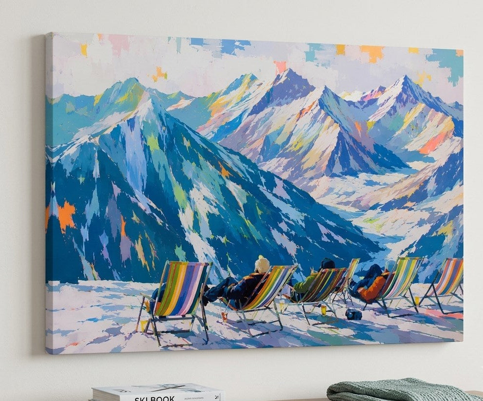 Tableau paysage montagne inspiré des Alpes, idéal pour une décoration murale contemporaine et naturelle.
