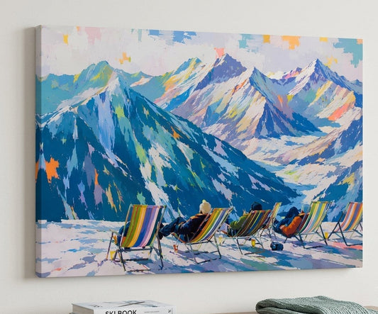 Tableau paysage montagne inspiré des Alpes, idéal pour une décoration murale contemporaine et naturelle.
